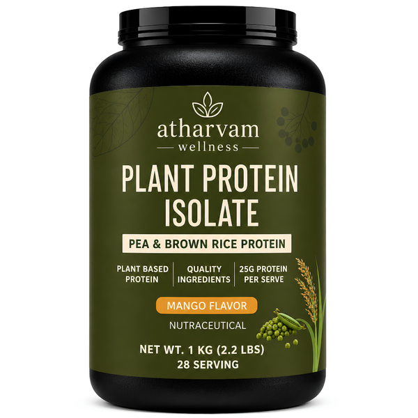 Plant Protein Isolate – Pea & Brown Rice Protein, Mango Flavor | 25g Protein, 1kg (28 Servings)