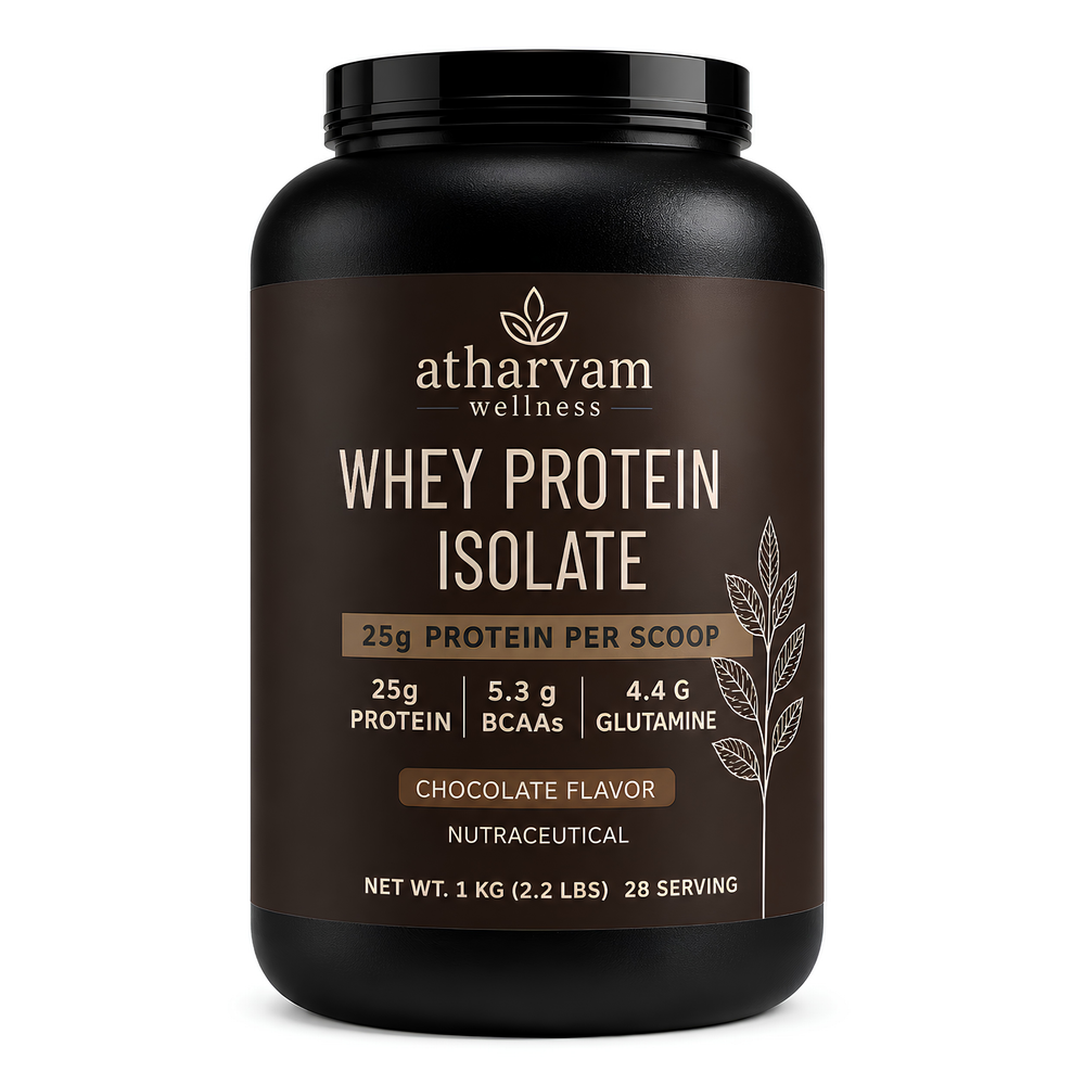 Whey Protein Isolate – Chocolate Flavor | 25g Protein, 5.3g BCAAs, 1kg (28 Servings)
