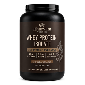 Whey Protein Isolate – Chocolate Flavor | 25g Protein, 5.3g BCAAs, 1kg (28 Servings)