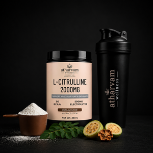 L-Citrulline 2000mg Pre Workout Powder with BCAA 2:1:1, Electrolytes & Taurine – Unflavoured, 260g | Atharvam Wellness