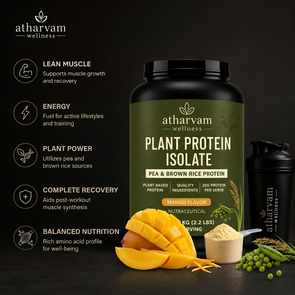 Plant Protein Isolate – Pea & Brown Rice Protein, Mango Flavor | 25g Protein, 1kg (28 Servings)