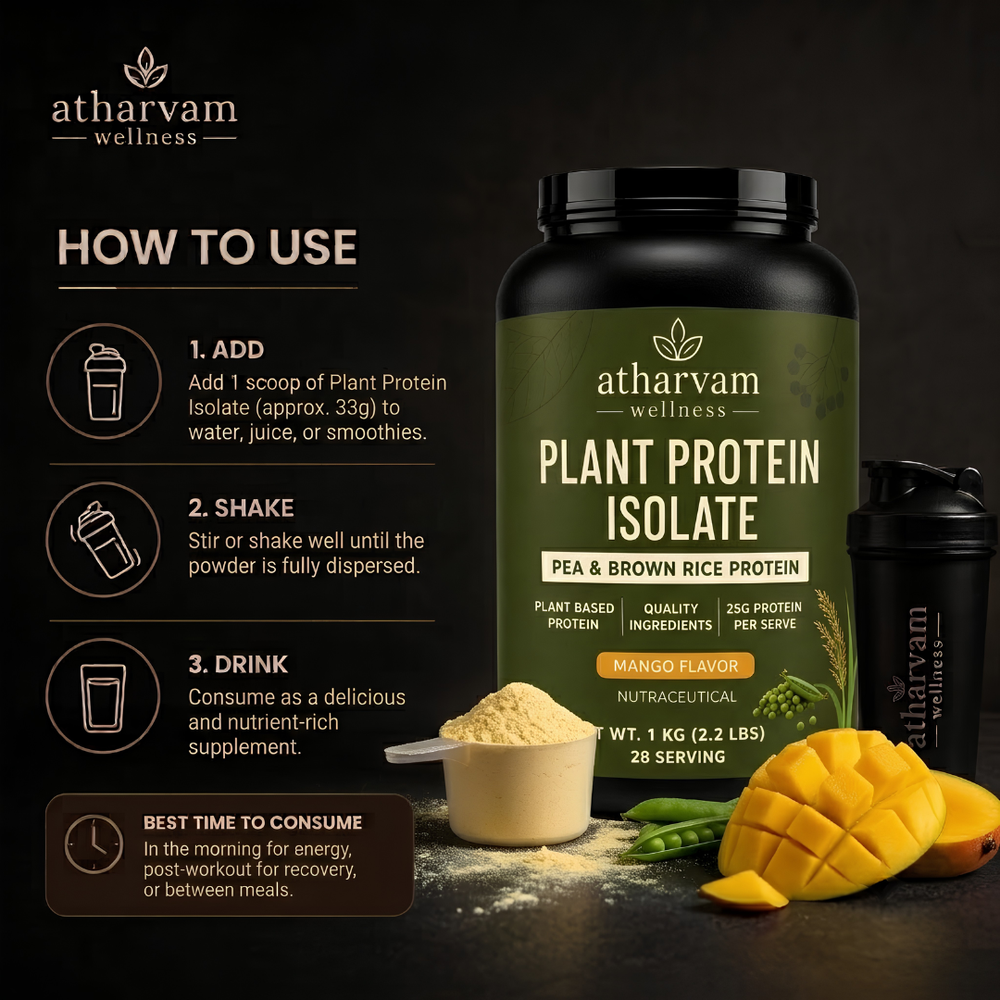 Plant Protein Isolate – Pea & Brown Rice Protein, Mango Flavor | 25g Protein, 1kg (28 Servings)