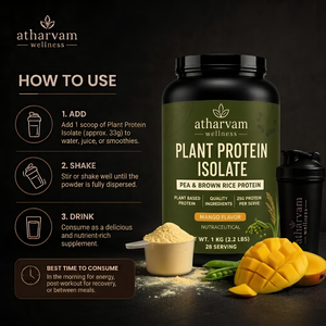 Plant Protein Isolate – Pea & Brown Rice Protein, Mango Flavor | 25g Protein, 1kg (28 Servings)