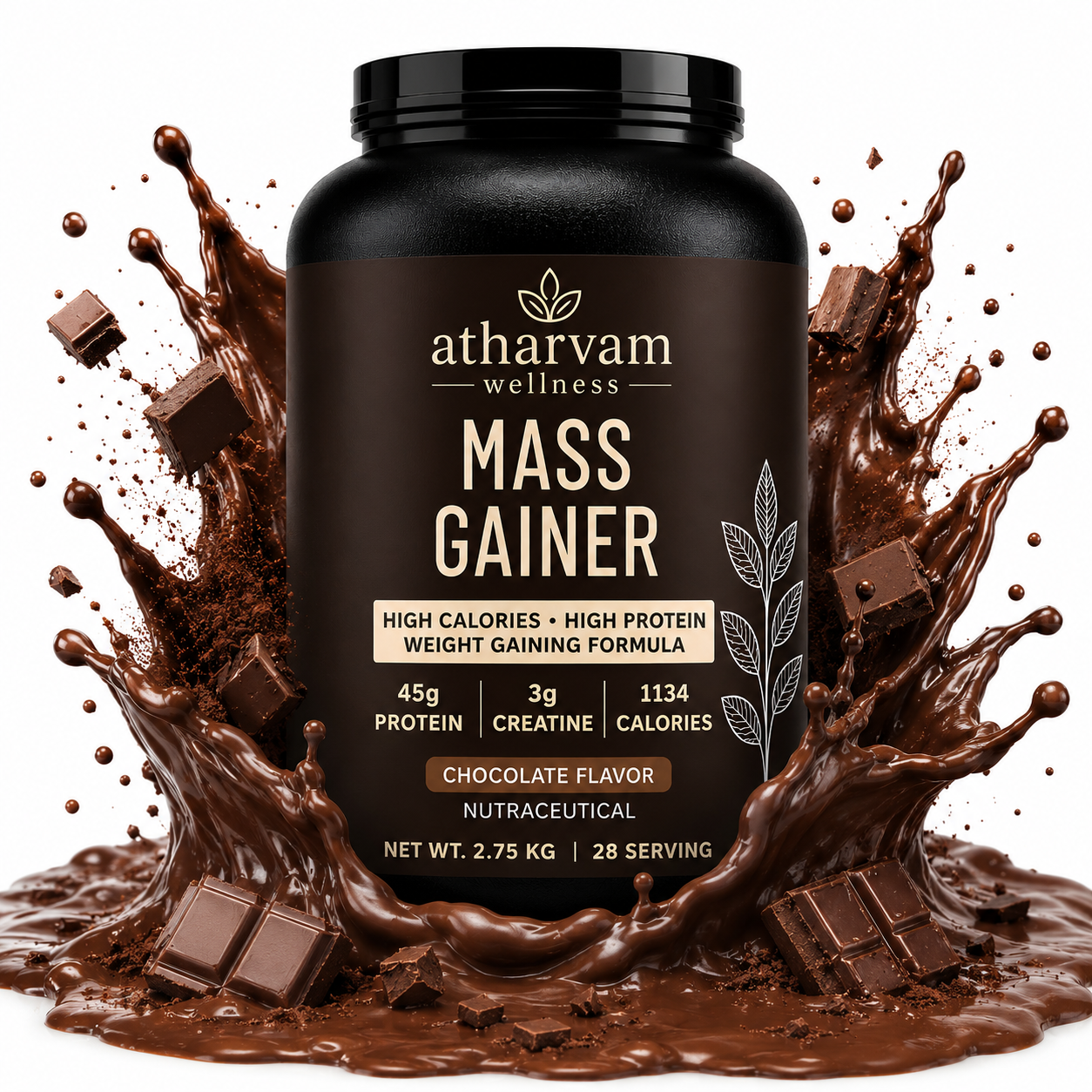 Mass Gainer with Creatine – Chocolate | 1134 Calories, 45g Protein per Serving, 2.75kg