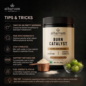 Burn Catalyst Fat burner Powder with L-Carnitine & Garcinia Cambogia – Unflavoured Weight Management Supplement, 300g | Atharvam Wellness