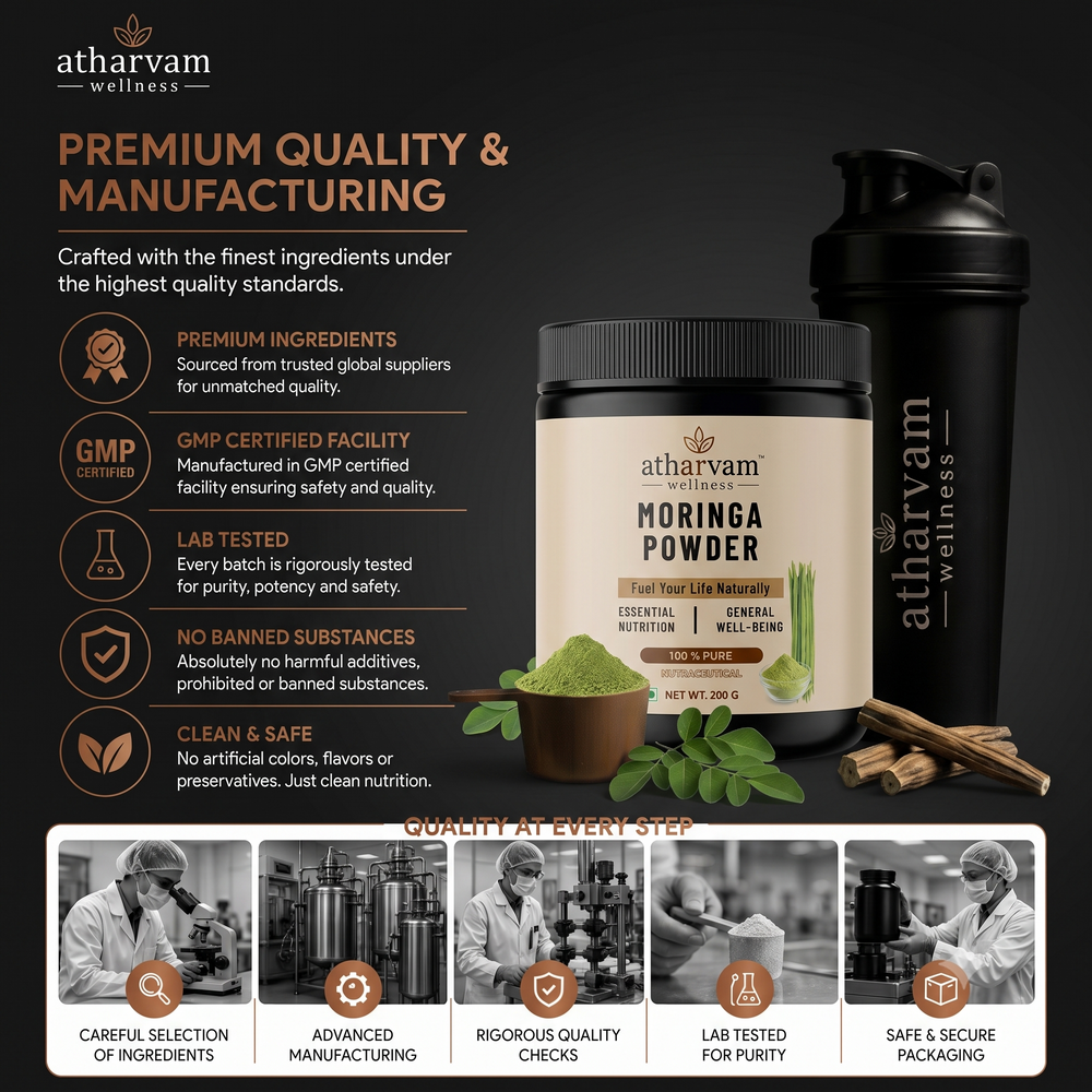 Moringa Powder 100% Pure – Moringa Oleifera Leaf Powder for Immunity & Energy | 250g
